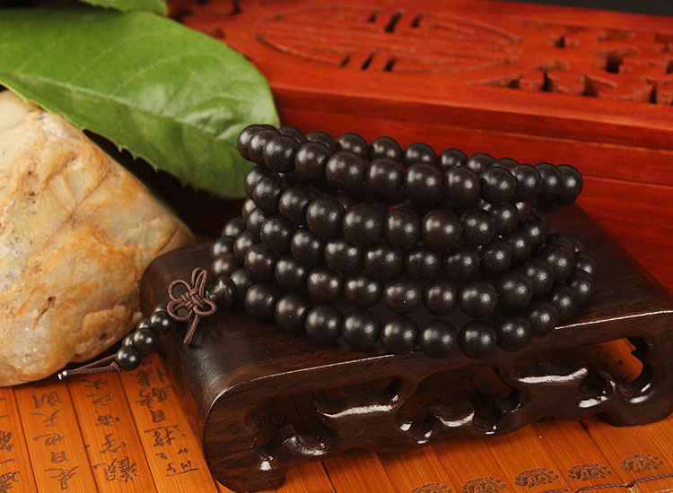 印尼黑檀木108颗蝴蝶结佛珠手链情侣款手串byosp0054 108颗*黑檀8mm