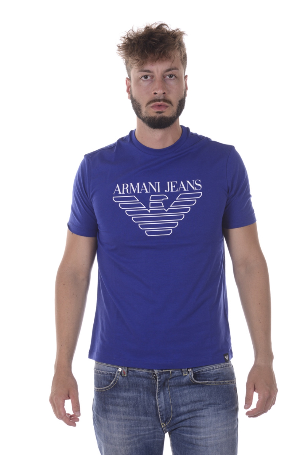 阿玛尼armaniaj短袖t恤男士青少年圆领品牌logo时尚潮流修身舒适6y6t