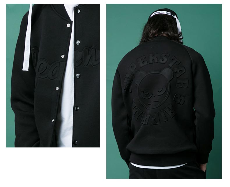 hipanda 你好熊猫 新品 男款 凹凸图案棒球服 黑色 170/m_ 6折现价598