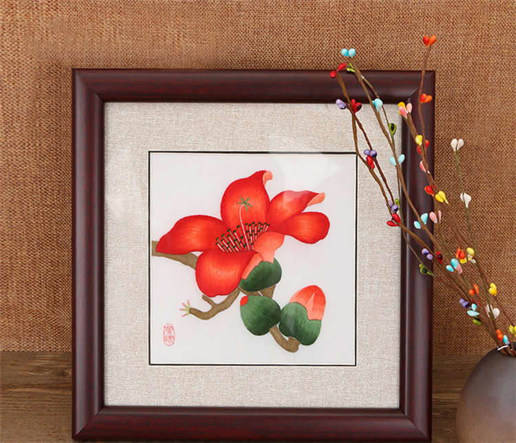 顺通礼坊广绣摆件木棉花粤绣广绣文化礼品广州特色岭南文化南国红棉送