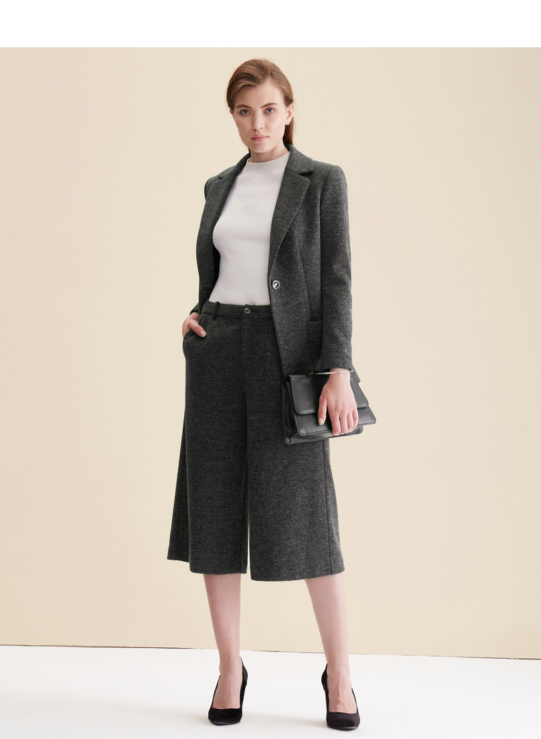 舒朗秋装新款女士西服套装上衣 通勤气质翻领修身显瘦西装外套女秋 深