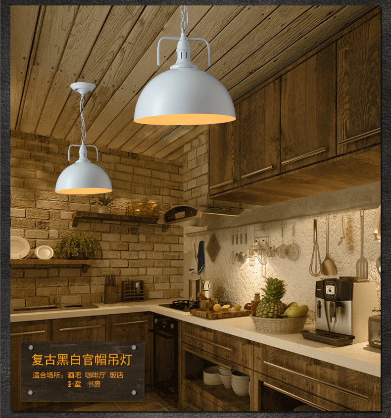 惟柯(wake)Loft美式乡村复古北欧美式吊灯工业风仓库过道餐厅饭厅吊灯WD971 18cm三头长盘-普通光源