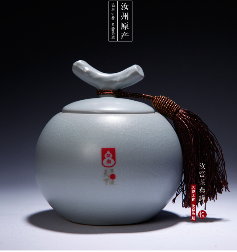 山玄堂陶瓷汝窑开片汝瓷茶叶罐醒茶器储茶器储物罐功夫茶具茶道 和