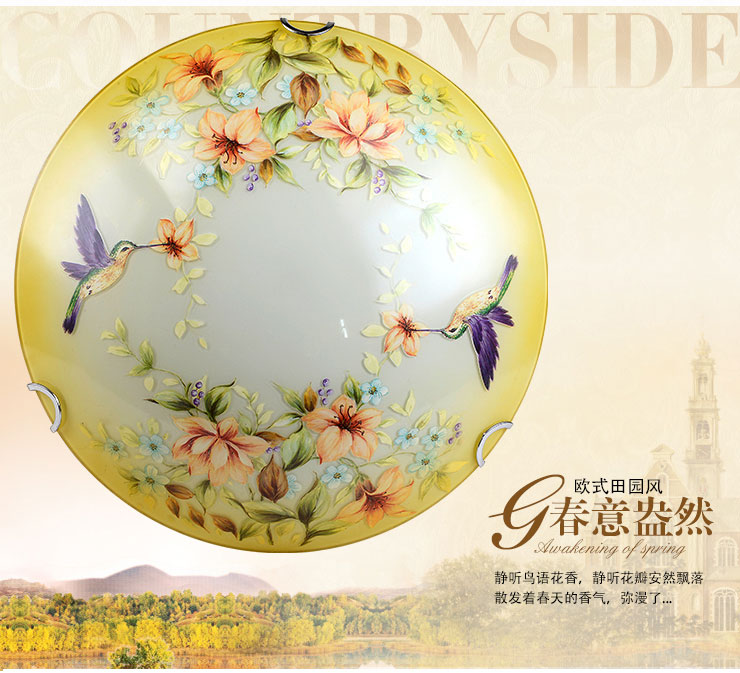 蒙特丽 卧室阳台过道灯吸顶灯MB66 欧式田园风灯具(B) 彩蝶(30cm) 自带LED贴片光源版