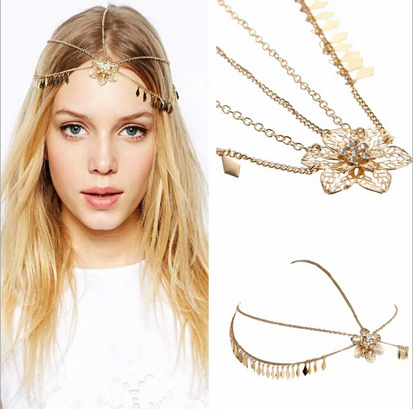 伊惑波西米亚古装头饰眉心坠流苏头链额饰儿童公主链额头链眉心链泰国