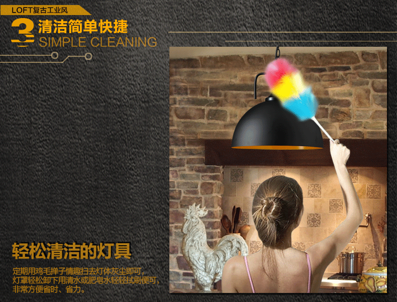 惟柯(wake)Loft美式乡村复古北欧美式吊灯工业风仓库过道餐厅饭厅吊灯WD971 18cm三头长盘-普通光源