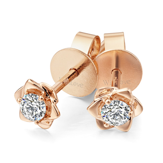 withlove唯爱品越 玫瑰18k金10分钻石耳钉 玫瑰花形女款专柜耳饰 蔷薇