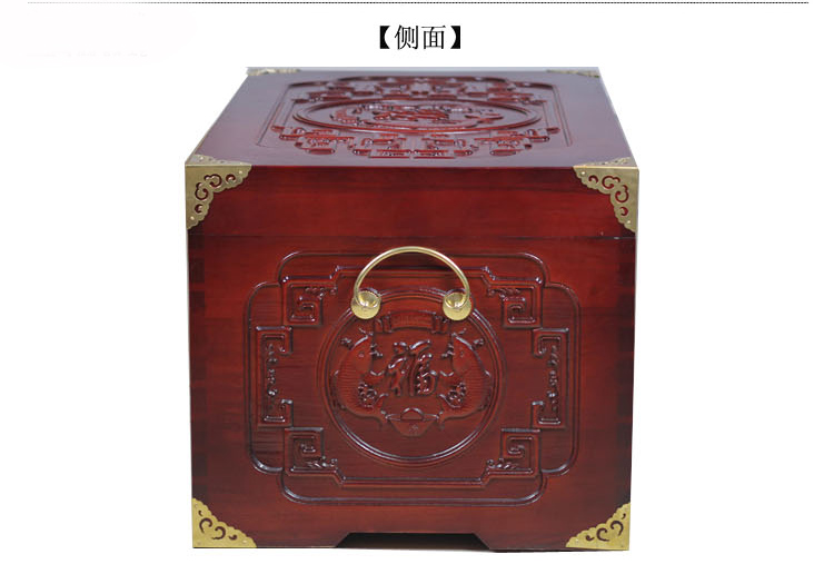 
                                        爱韵馨华 香樟木木雕嫁妆箱 衣物收纳箱 结婚婚庆礼品 中式实木雕储物箱 百宝箱家居 百子图                