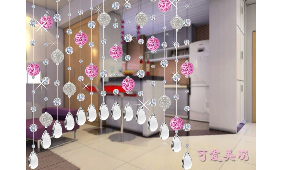 小雏菊(XCJ) 晴偏好 水晶珠帘成品水晶门隔断帘定制玄关田园藤球装饰帘子  套餐 红色 最短0.4最长1.1m40条