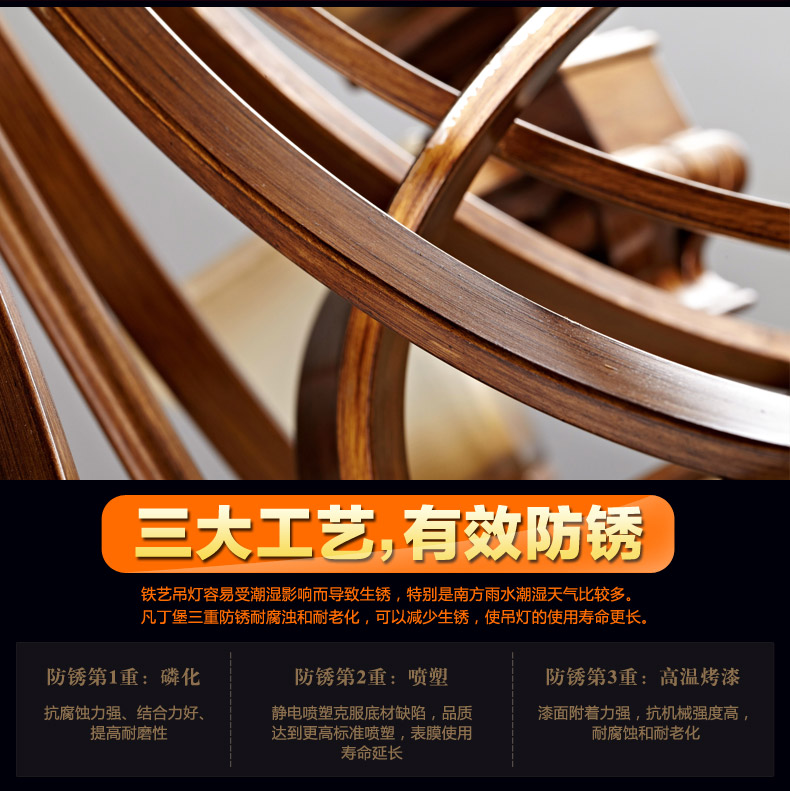 凡丁堡欧式客厅灯吊灯卧室餐厅美式乡村复古灯饰灯具 223TD 八头+LED灯泡