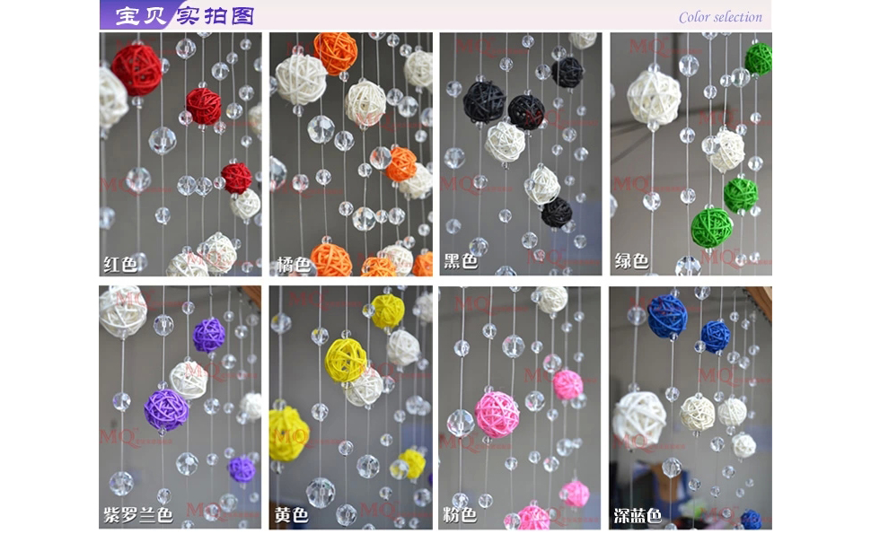 小雏菊(XCJ) 晴偏好 水晶珠帘成品水晶门隔断帘定制玄关田园藤球装饰帘子  套餐 红色 最短0.4最长1.1m40条