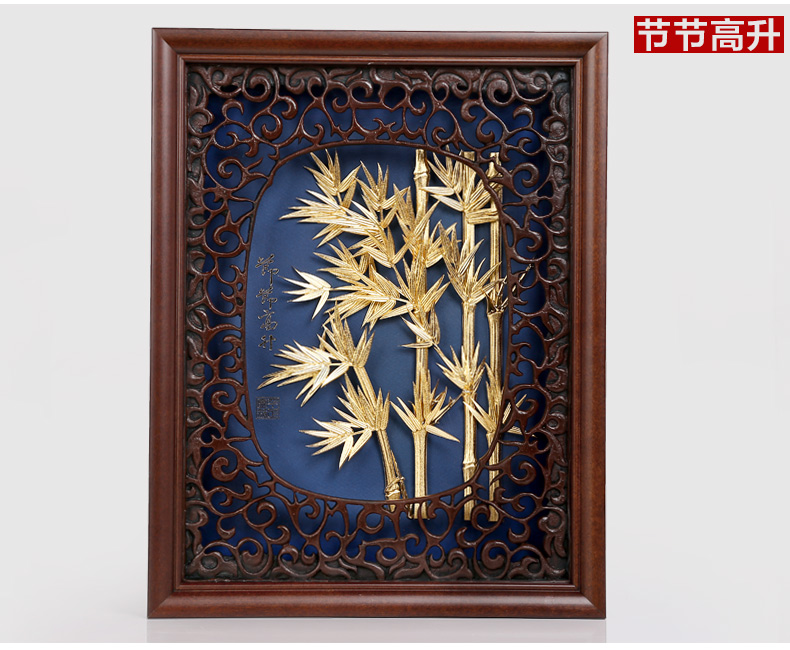 吉善缘家居 千足金金箔年年有余壁画餐厅客厅中式装饰画摆件7029 牡丹