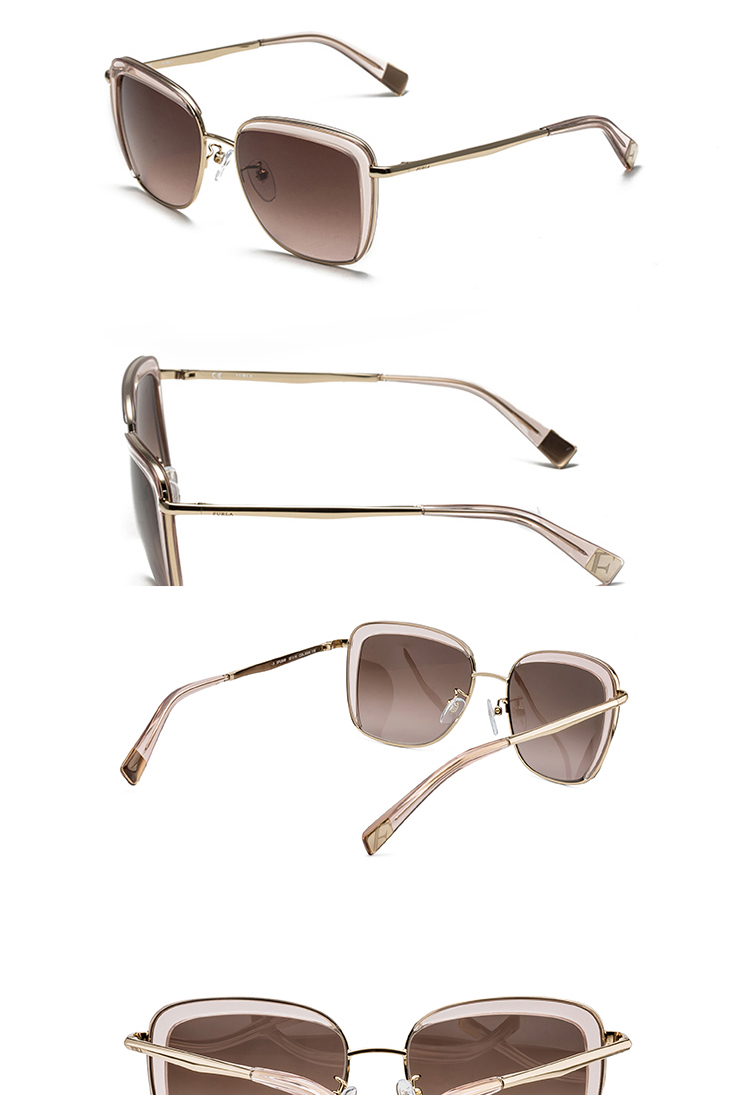 芙拉furla 墨镜女款水晶系列大框太阳镜 sfu049 52mm 粉色镜框棕渐变