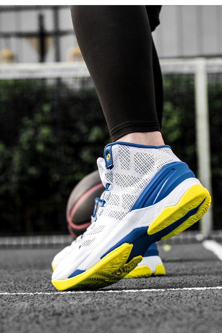 八哥(bage)篮球鞋男高帮保暖运动鞋减震耐磨球鞋战靴 蓝白 42_ 4折现