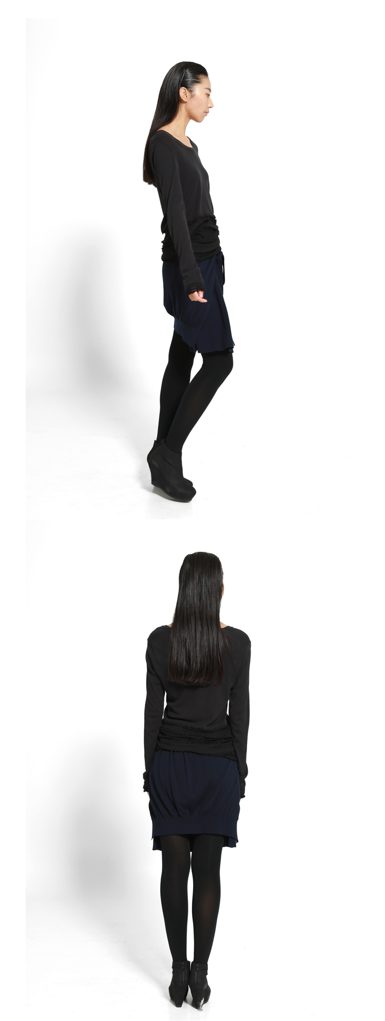 JNBY江南布衣 冬款女装羊毛混纺针织腰裙5B74077 088 M
