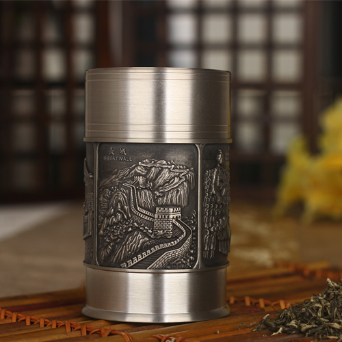 品茶忆友 纯锡茶叶罐 锡罐 锡制茶叶罐 随身茶叶罐 纯锡密封罐 繁花似锦