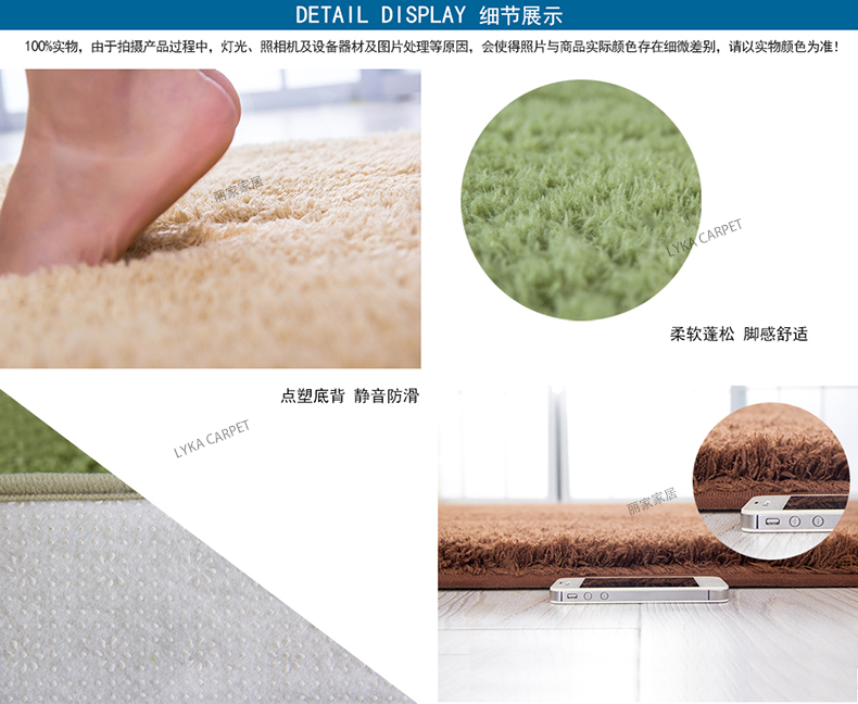 丽家家居 柔软北极绒简约客厅卧室沙发门厅玄关门垫餐厅茶几防滑厚实耐用地毯 北极绒咖啡 50*80cm