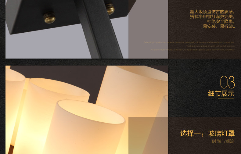 惟柯(wake)北欧美式乡村吊灯 中式创意LED烛台云石复古餐厅工业控吊灯WD988 95cm长方形送3WLED