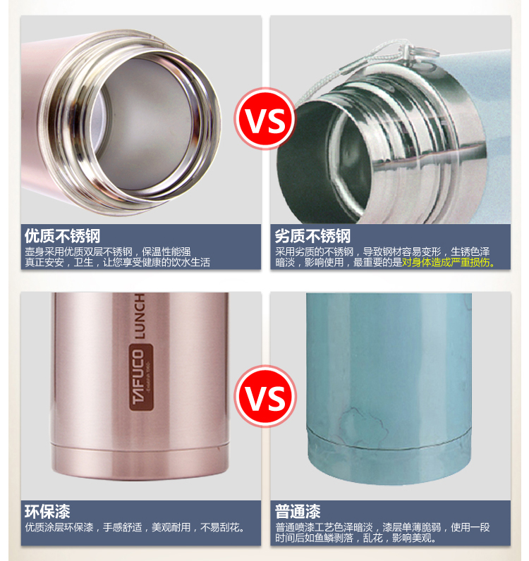 
                                        新品日本泰福高闷烧壶304不锈钢真空焖烧杯保温粥桶密封防漏 送保温袋 1000毫升 T2005                