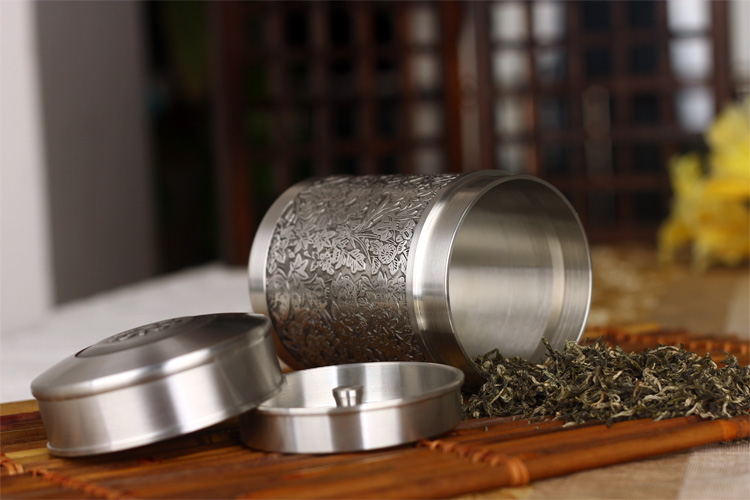 品茶忆友 纯锡茶叶罐 锡罐 锡制茶叶罐 随身茶叶罐 纯锡密封罐 繁花似锦