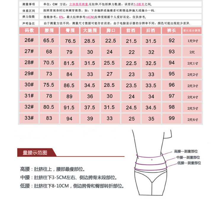 靖雨姬 牛仔裤女小脚裤2016春秋新款女装韩版学生大码修身显瘦女士外穿糖果色铅笔裤长裤 玫红色* 30码(腰围76cm)*