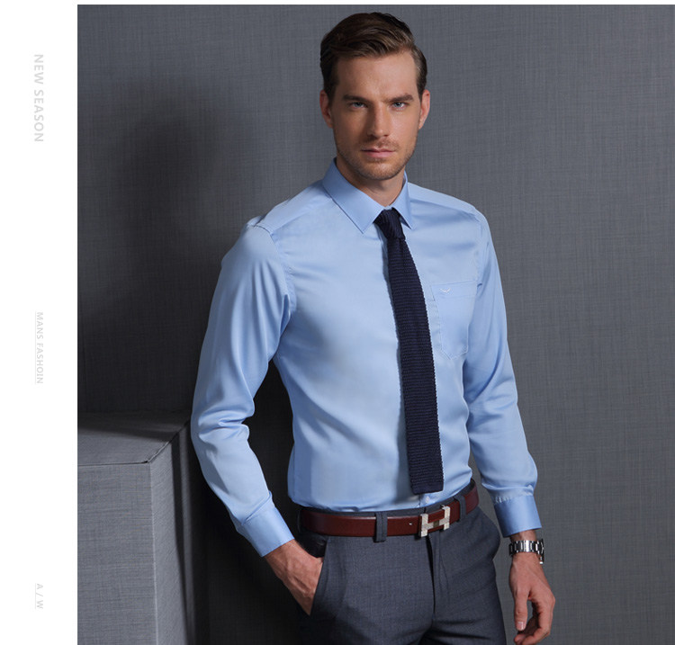 富绅virtue 精梳丝光纯棉贡缎男纯色长袖免烫衬衫 ycf61223011 拉德洛