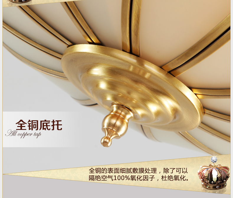 
                                        可颂全铜灯欧式吸顶灯 简约卧室灯温馨浪漫圆形书房灯具奢华美式灯 4灯-直径45cm-高20cm                