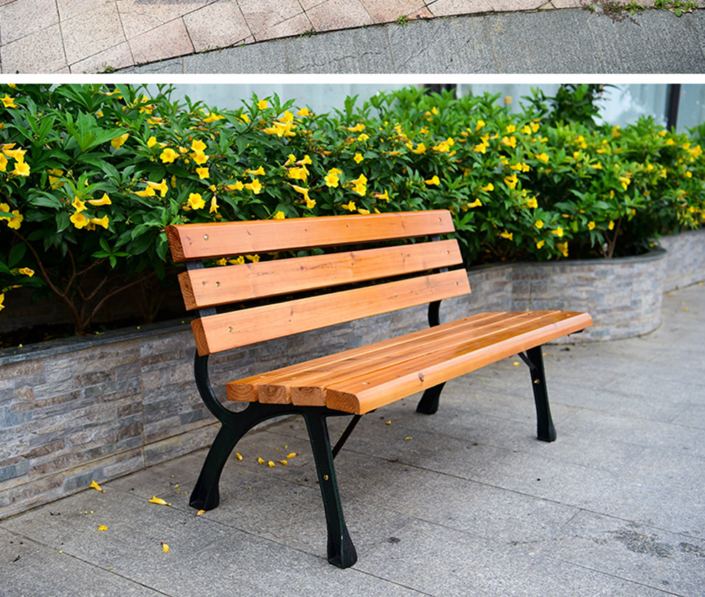 户外实木公园椅 长椅子长凳休闲广场室外排椅防腐木小区公共椅 有靠背