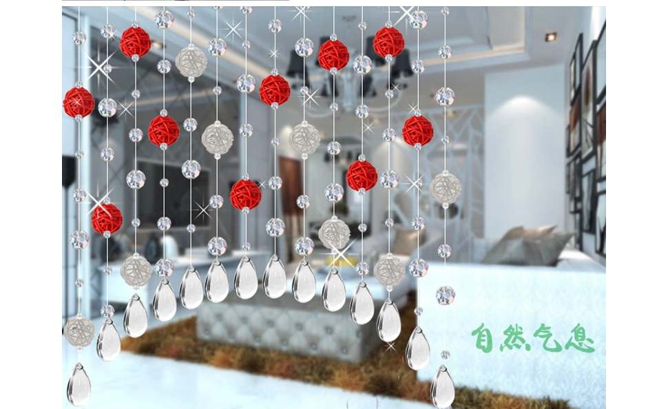 小雏菊(XCJ) 晴偏好 水晶珠帘成品水晶门隔断帘定制玄关田园藤球装饰帘子  套餐 红色 最短0.4最长1.1m40条