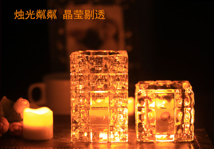 家印象 暖色茶蜡电子茶蜡求婚蜡烛玫瑰蜡烛套装七夕情人节表白蜡烛许愿蜡 G格纹高脚杯