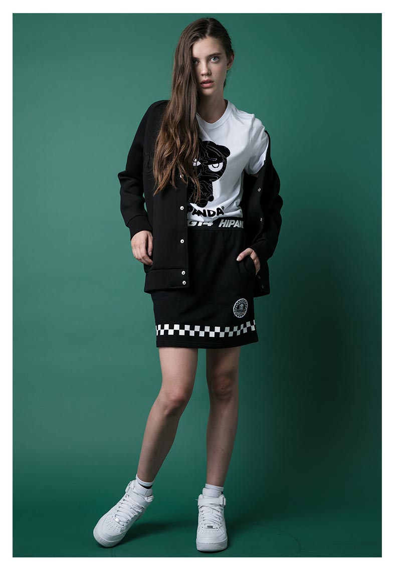 hipanda 你好熊猫 新品 女款 凹凸图案棒球服 黑色 165/l_ 6折现价598