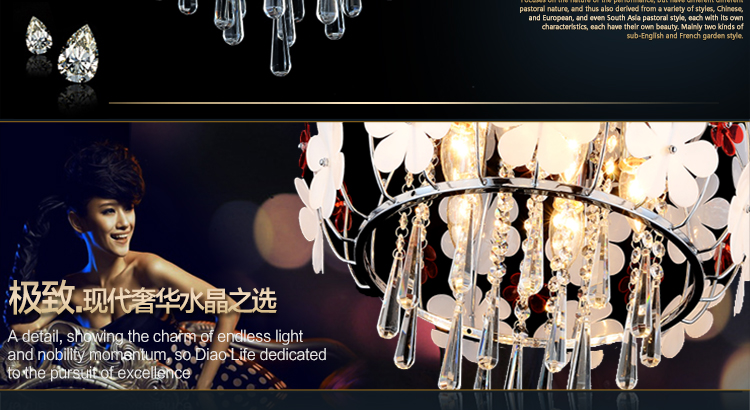 光印灯饰现代简约花朵灯水晶灯餐厅灯卧室灯餐吊灯MD1037 直径48CM纯手工陶瓷花