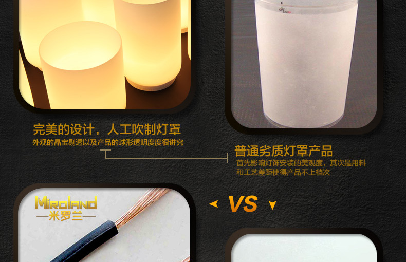 惟柯(wake)北欧美式乡村吊灯 中式创意LED烛台云石复古餐厅工业控吊灯WD988 95cm长方形送3WLED