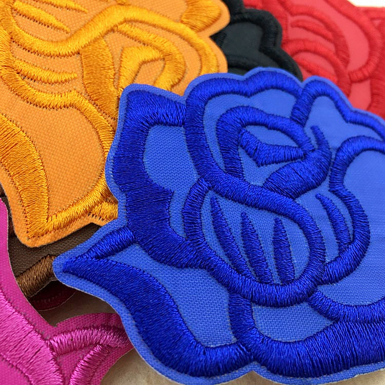 1-5个装黑白色玫瑰花朵大号小号布贴衣服裤子牛仔修补丁贴花补洞刺绣