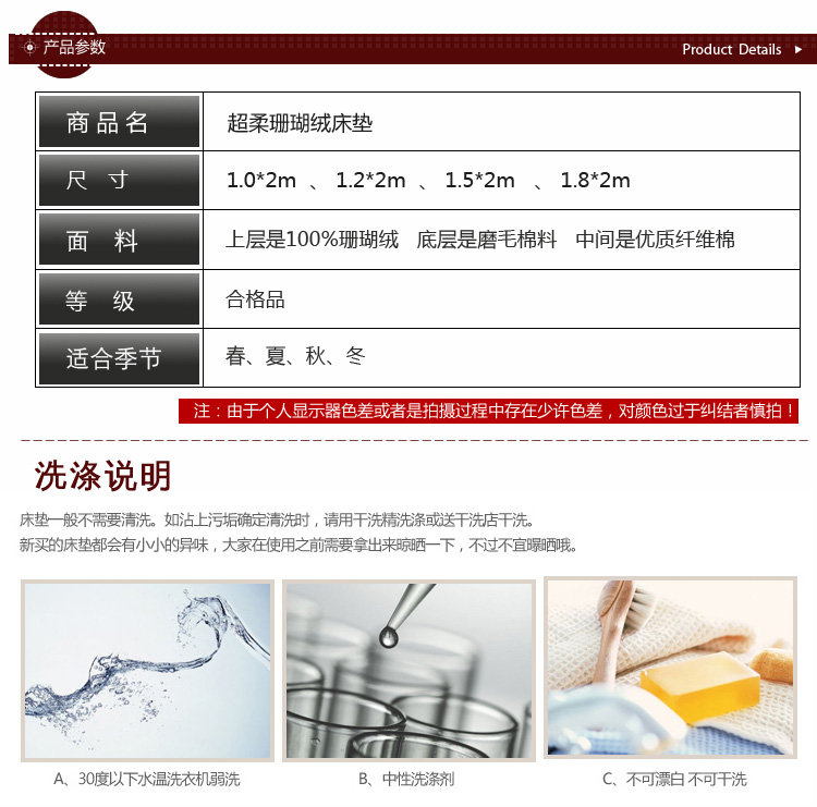 花语缤纷 珊瑚绒软床褥席梦思可折叠床垫防滑学生单人双人褥子保护垫子 宝蓝 180cm*200cm
