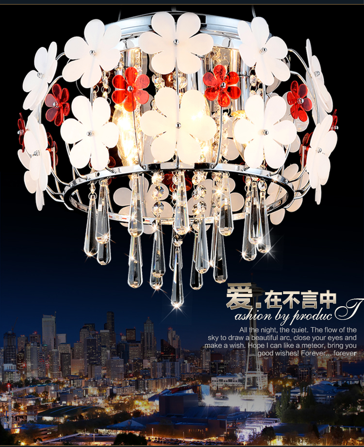 光印灯饰现代简约花朵灯水晶灯餐厅灯卧室灯餐吊灯MD1037 直径48CM纯手工陶瓷花