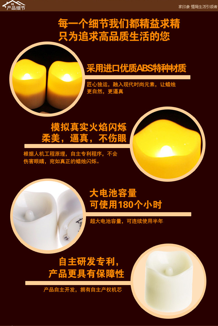 家印象 暖色茶蜡电子茶蜡求婚蜡烛玫瑰蜡烛套装七夕情人节表白蜡烛许愿蜡 G格纹高脚杯