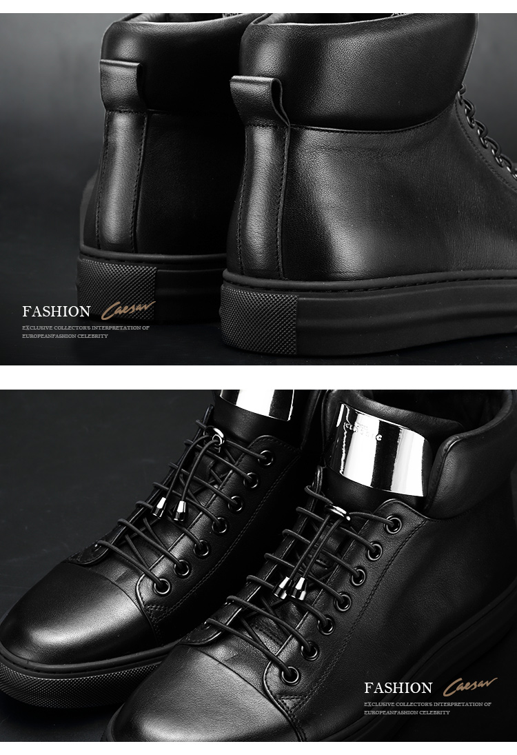 凯撒大帝男鞋 休闲皮鞋男士秋季户外新品英伦系带单鞋 黑色 42_ 3折