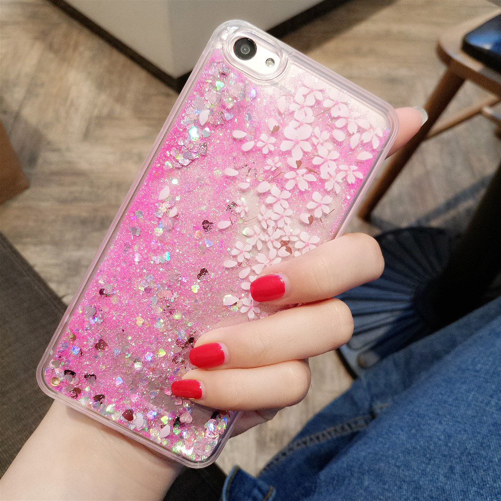 优旋vivo x9手机壳x9s桃花流沙潮女款 x9splus/x7流动液体全包x20潮