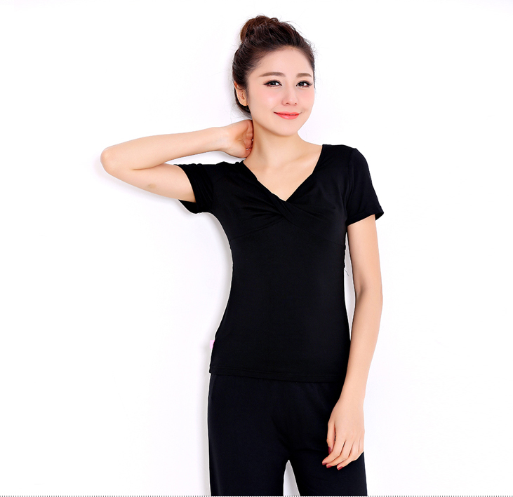 远阳瑜伽服 秋冬新款套装大码女V领时尚中袖灯笼裤愈加舞蹈服 S8023Y-74长袖2 M