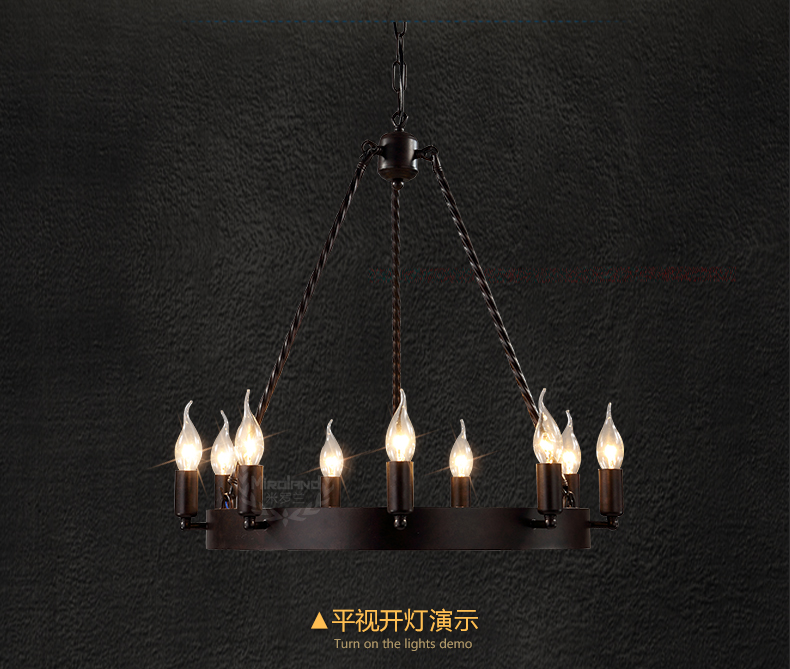 惟柯(wake)美式乡村武士复古工业Loft餐厅灯吧台灯 客厅大吊灯 灯具WD803 9头58cm