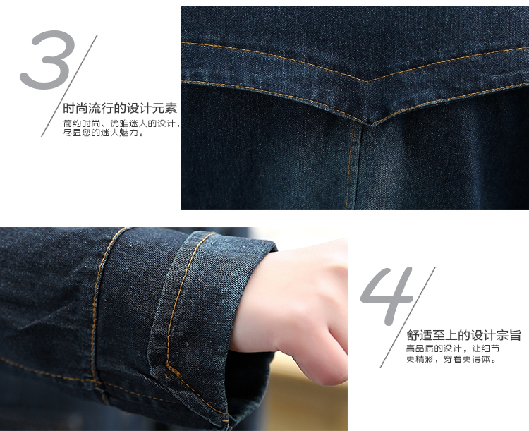 晟阳 2015春秋新款韩版时尚气质修身长袖中长款牛仔外套休闲上衣 牛仔蓝 M