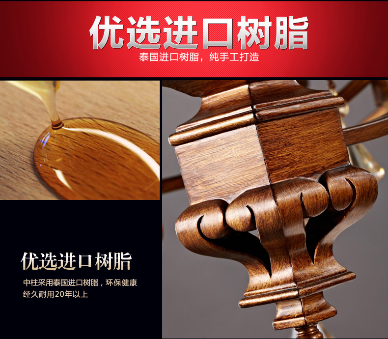 凡丁堡欧式客厅灯吊灯卧室餐厅美式乡村复古灯饰灯具 223TD 八头+LED灯泡