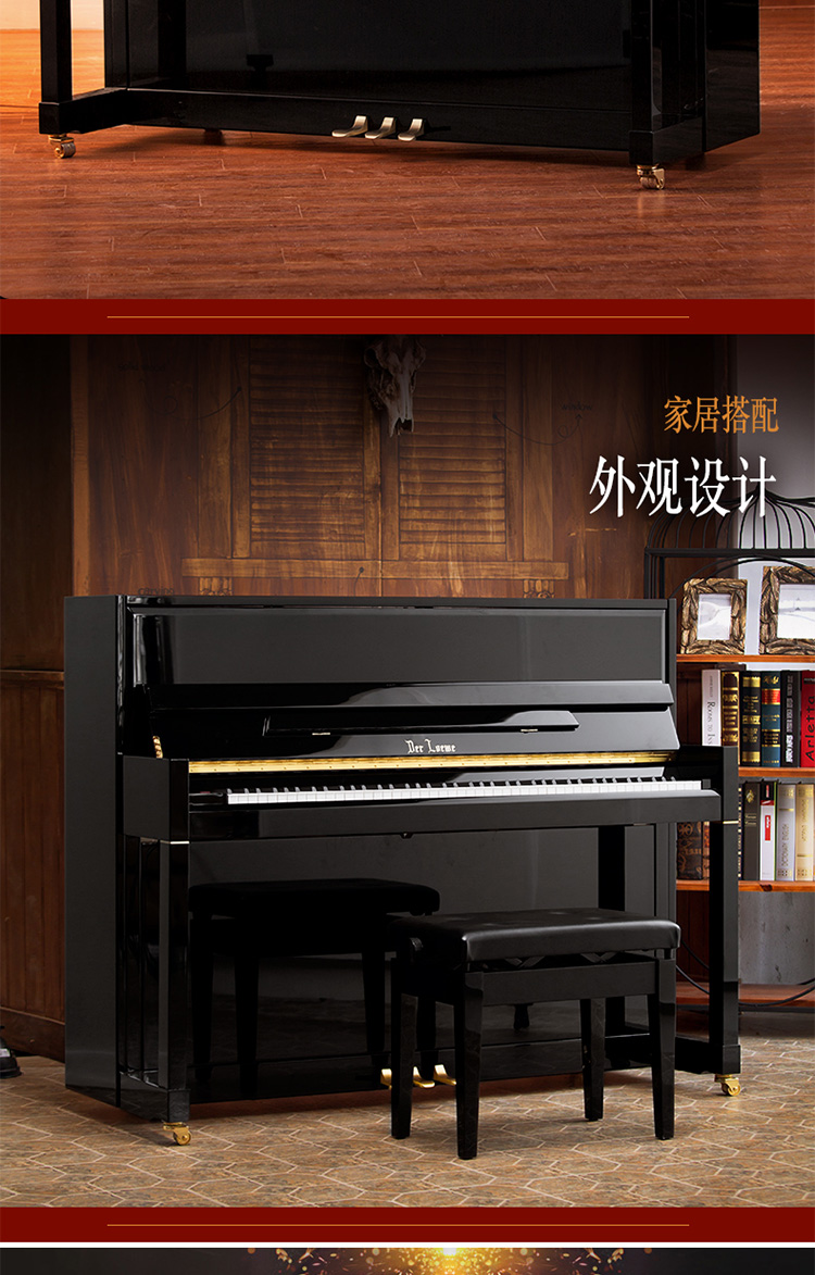 商品名称:全新正品珠江钢琴德洛伊d118 实木家用初学者 立式专业级