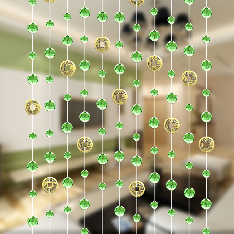 小雏菊(XCJ )五帝钱 风水珠帘水晶隔断帘成品门帘窗帘玄关卫生间厕所珠帘窗帘珠帘 套餐 粉色 30条最短0.4最长0.8m