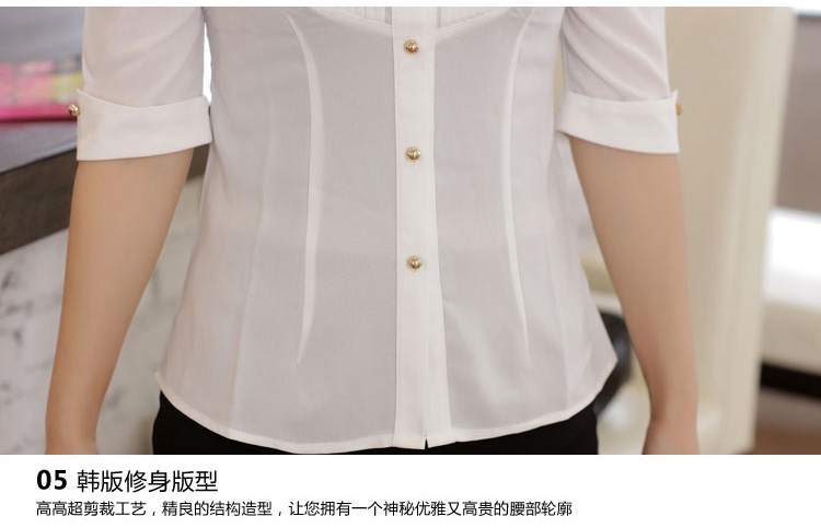 妍丽依尚 新款雪纺职业装女装套装夏装短袖衬衫套裙美容师工作服 白黑(套) S