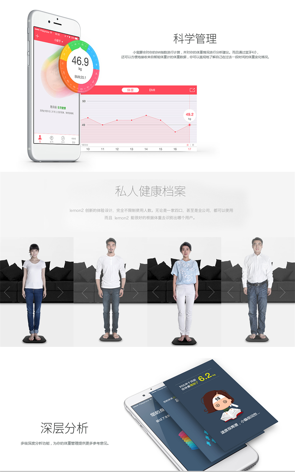 麦开 无屏幕智能电子秤体重计 蓝牙4.0人体健康秤社区分享 APP智能监控 白色