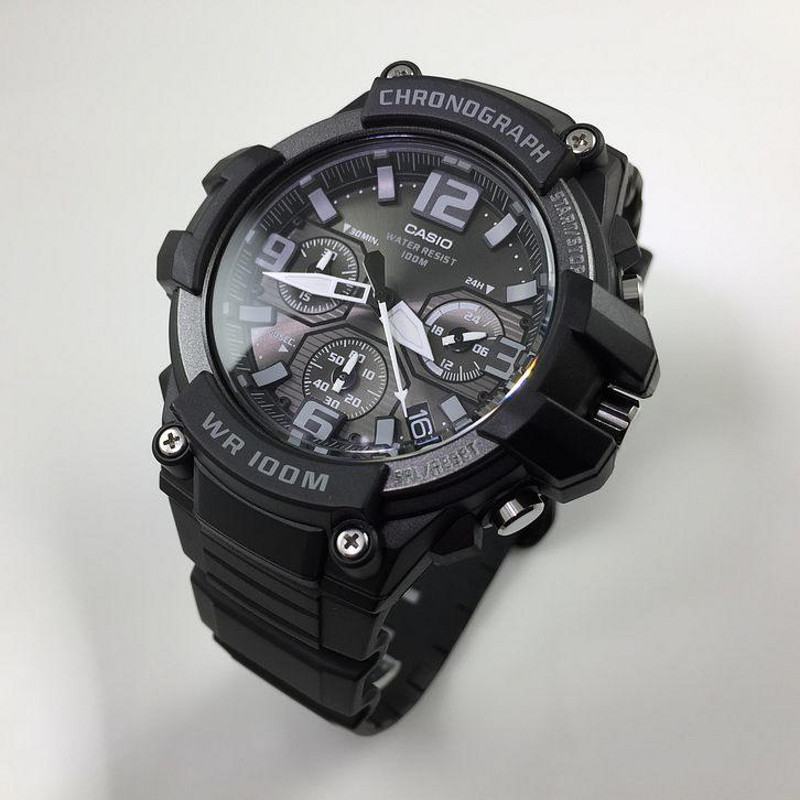 美国直邮卡西欧casio男士黑色计时手表树脂表带mcw100h1a3