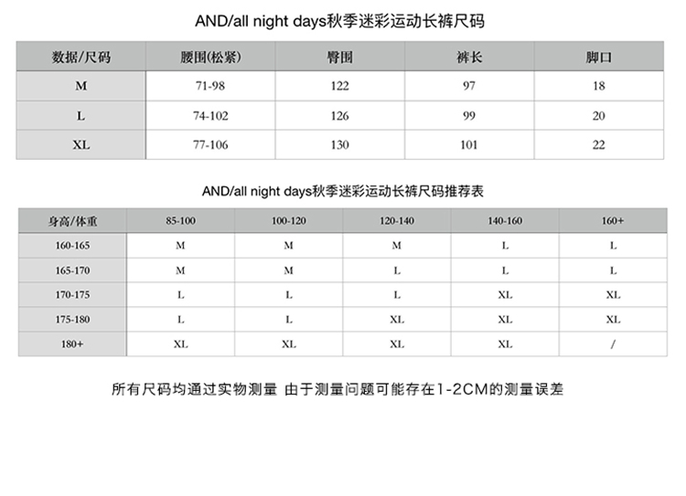 all night days迷彩小脚裤运动慢跑休闲束脚裤男卫裤 潮牌新品 黑色
