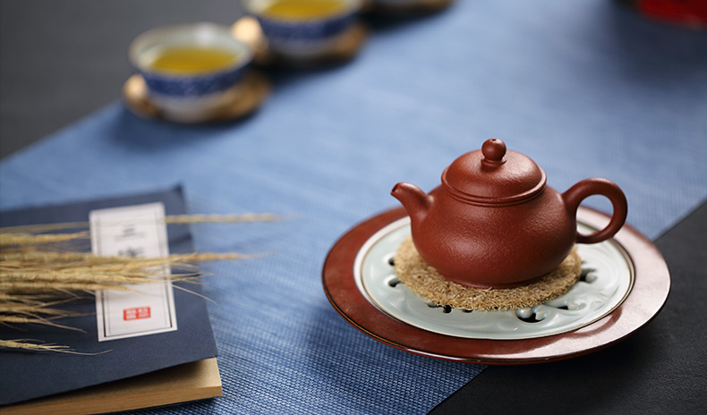 谢思博潘壶潮州紫砂朱泥手拉壶260cc明德园谢华大师之子纯手工制作